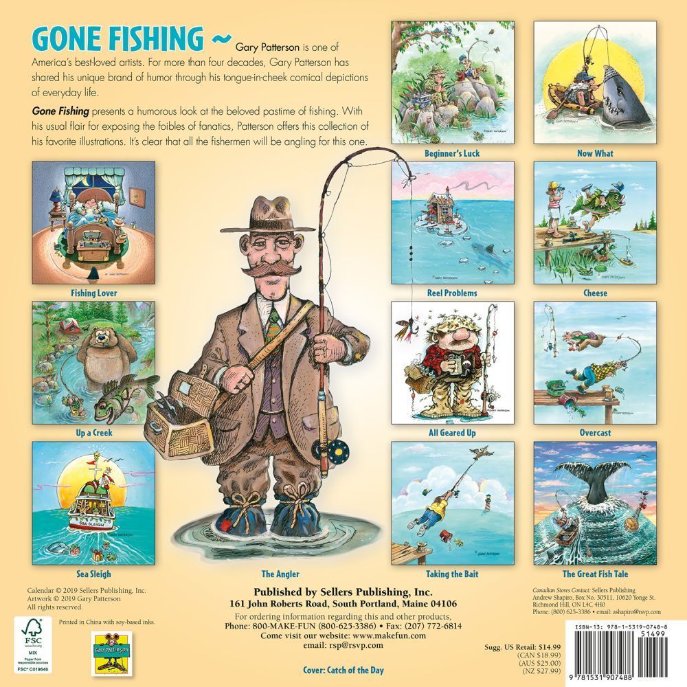 Gone Fishing Gary Patterson Square Wall Calendar by Browntrout Sellers