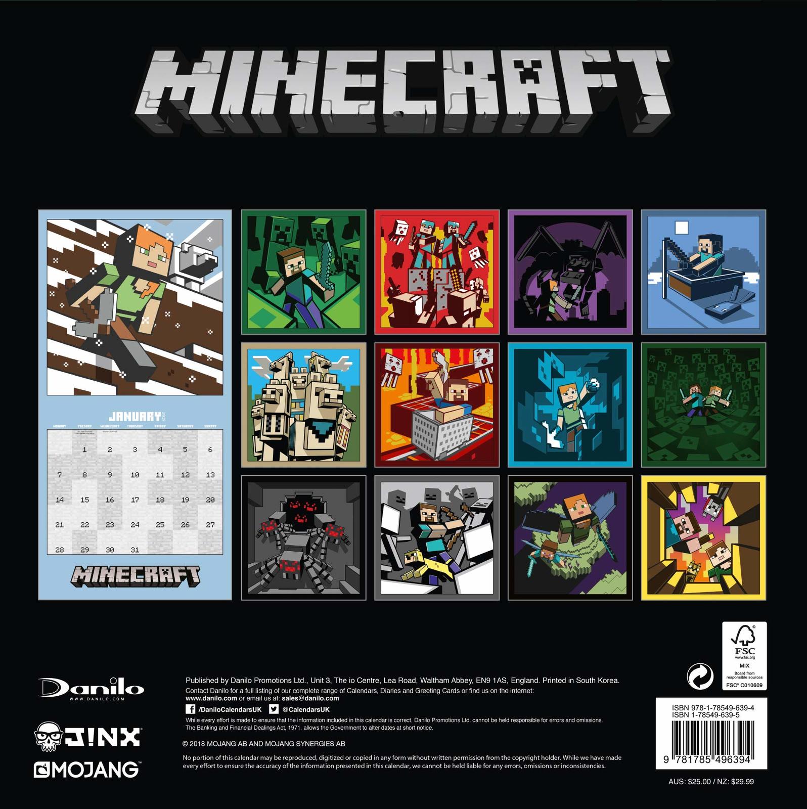 Minecraft 2019 16Month Square Wall Calendar by Danilo 9781785496394 eBay