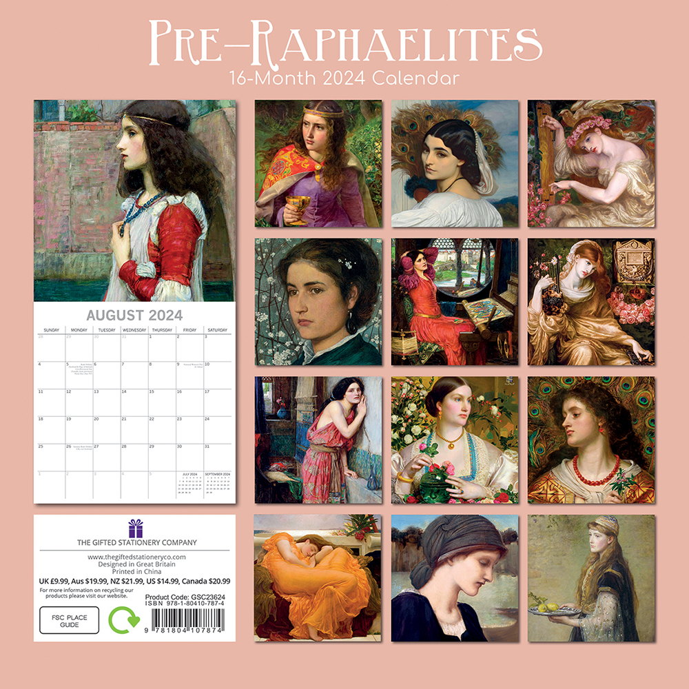 2024 Calendar PreRaphaelites Square Wall by The Gifted Stationery