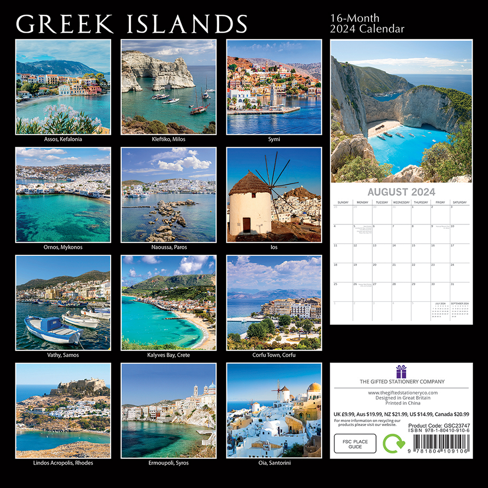 2024 Calendar Greek Islands Square Wall by The Gifted Stationery