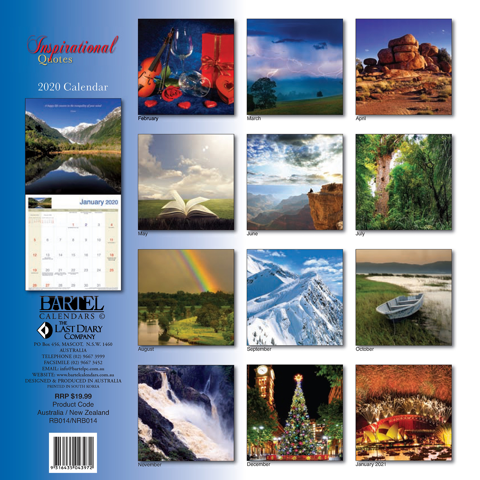 2020 Inspirational Quotes Square Wall Calendar by Bartel RB014 eBay