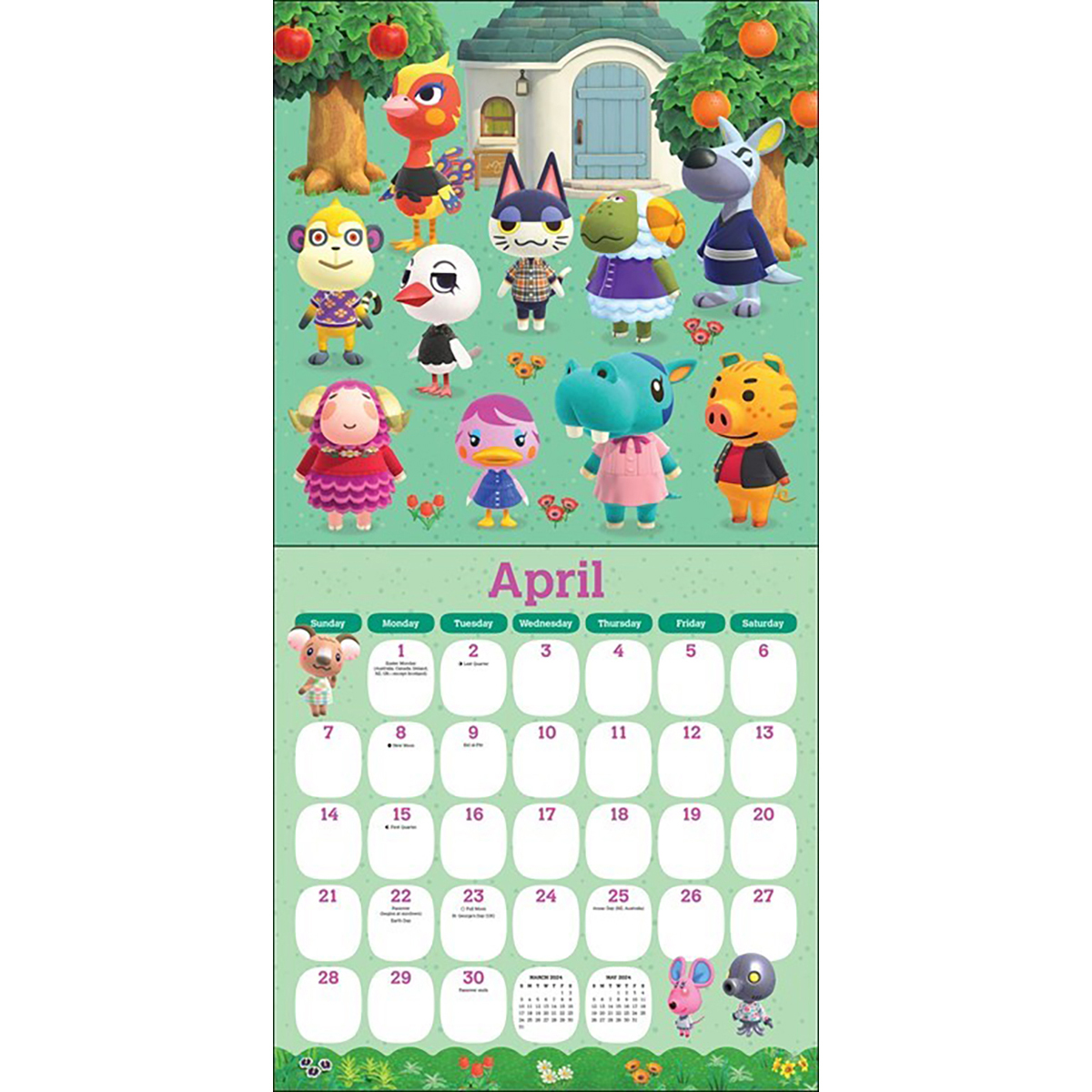 Animal Crossing New Horizons 2024 Square Wall Calendar by Nintendo