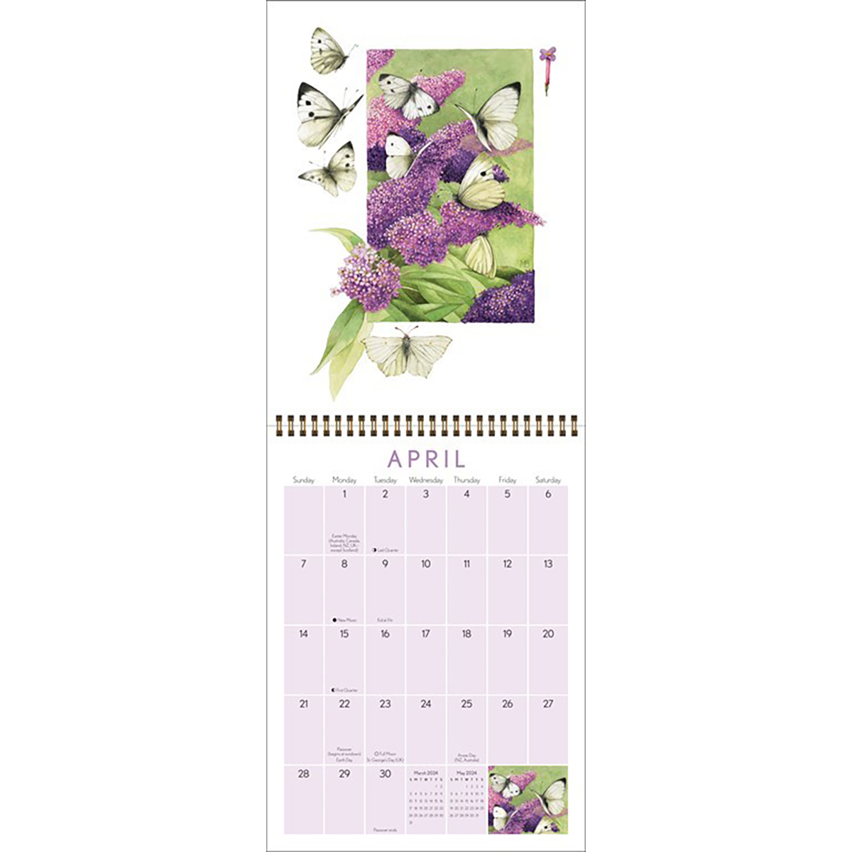Marjolein Bastin Butterflies & Blooms 2024 Vertical Wall Calendar
