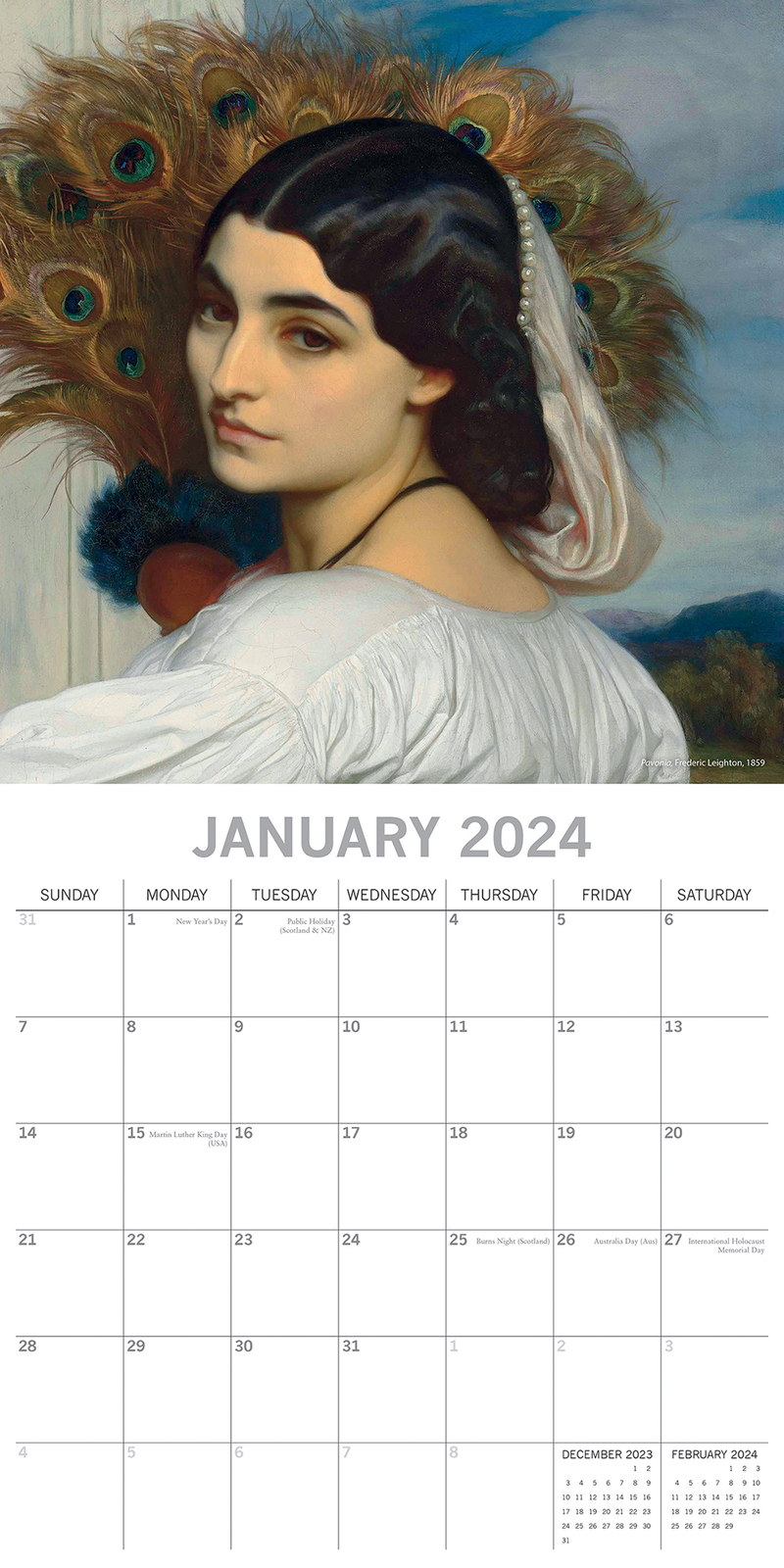 2024 Calendar PreRaphaelites Square Wall by The Gifted Stationery