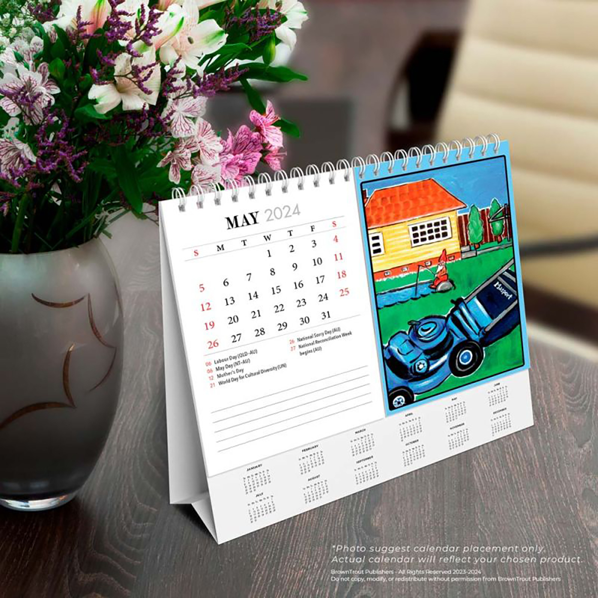 Kiwiana 2024 DoubleView Desk Easel Calendar by Browntrout