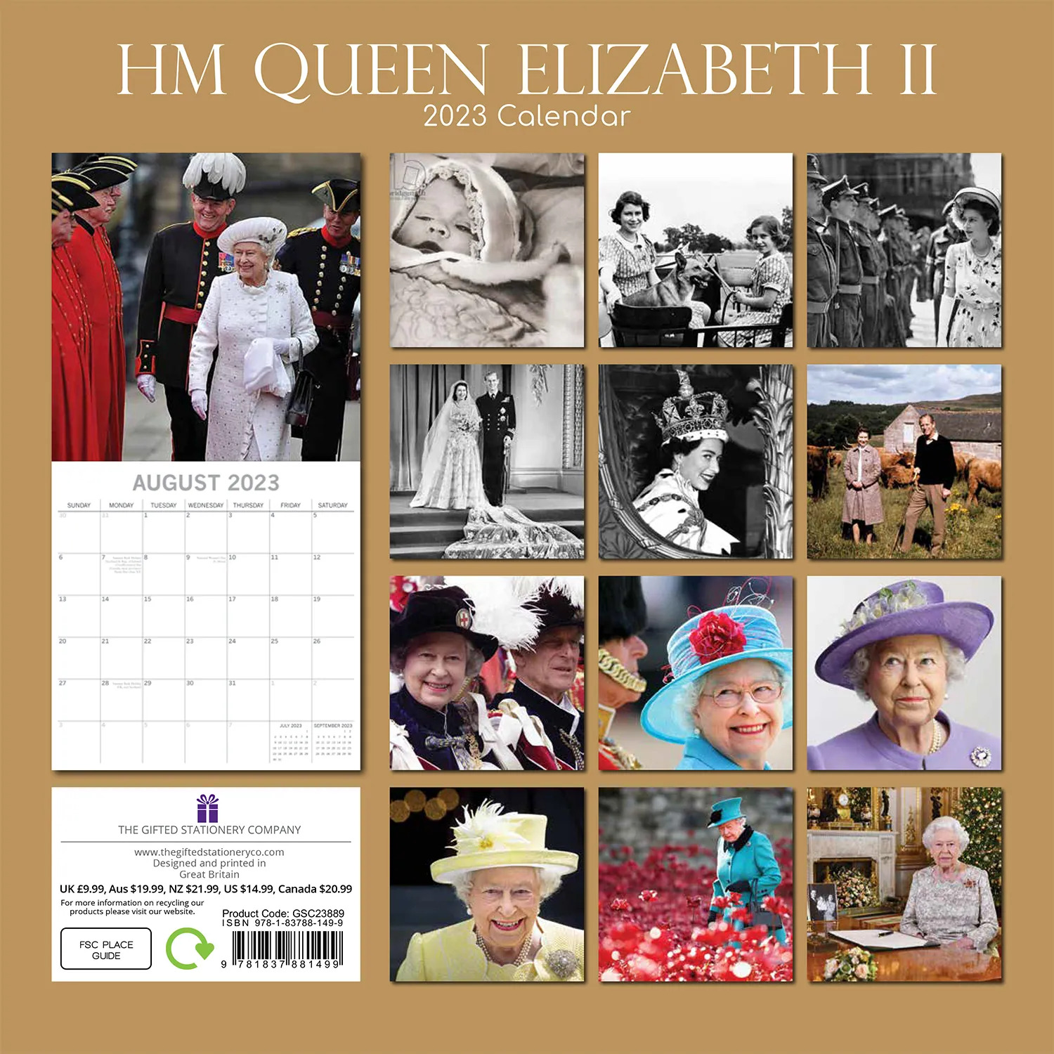 2023 Calendar HM Queen Elizabeth II Square Wall by The Gifted