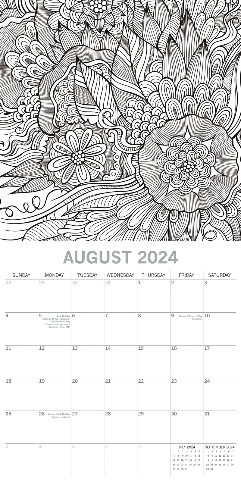 2024 Calendar Colouring Calendar Square Wall by The Gifted Stationery