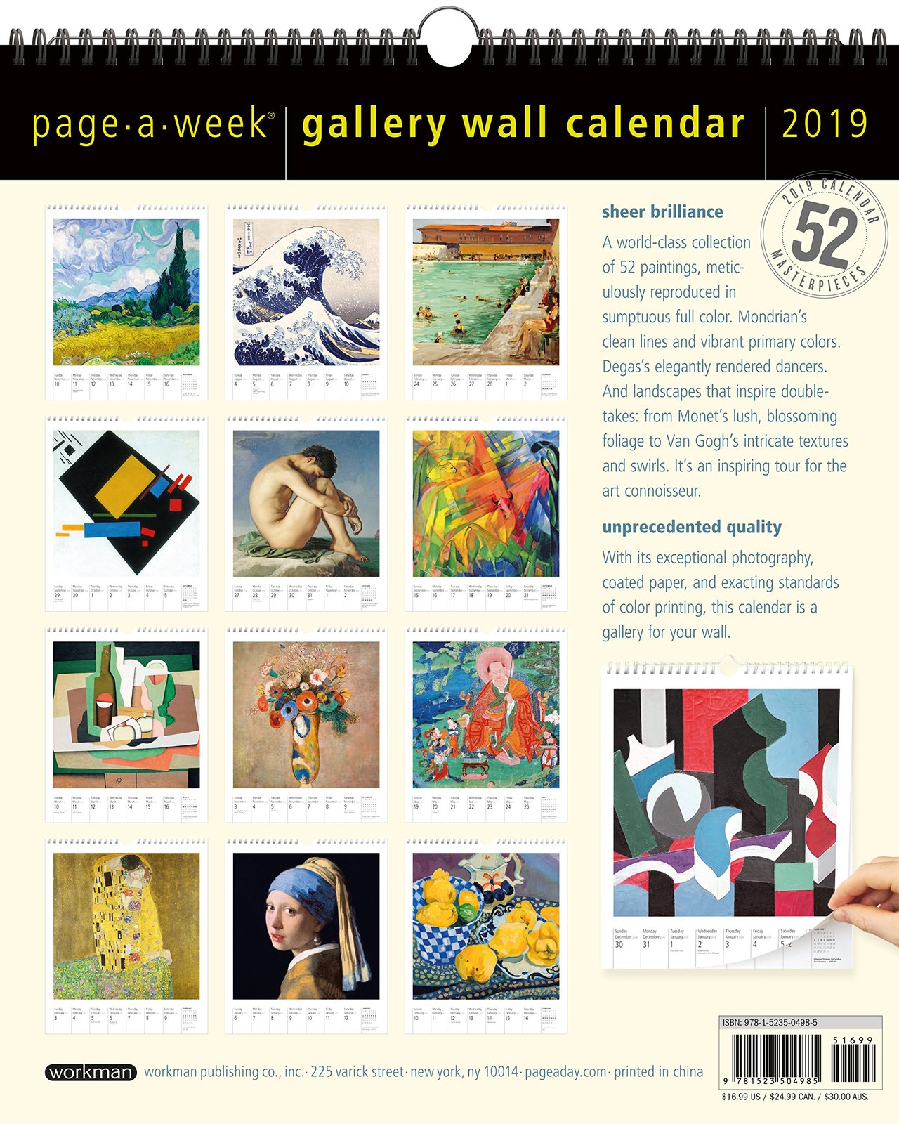 Art PageAWeek Gallery Wall Calendar NEW by Workman Workman Publishing