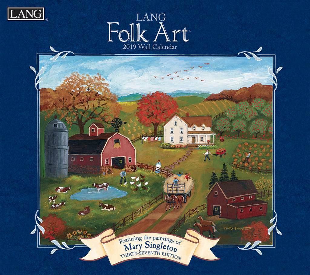 Folk Art 2019 Wall Calendar by Lang, Postage Included