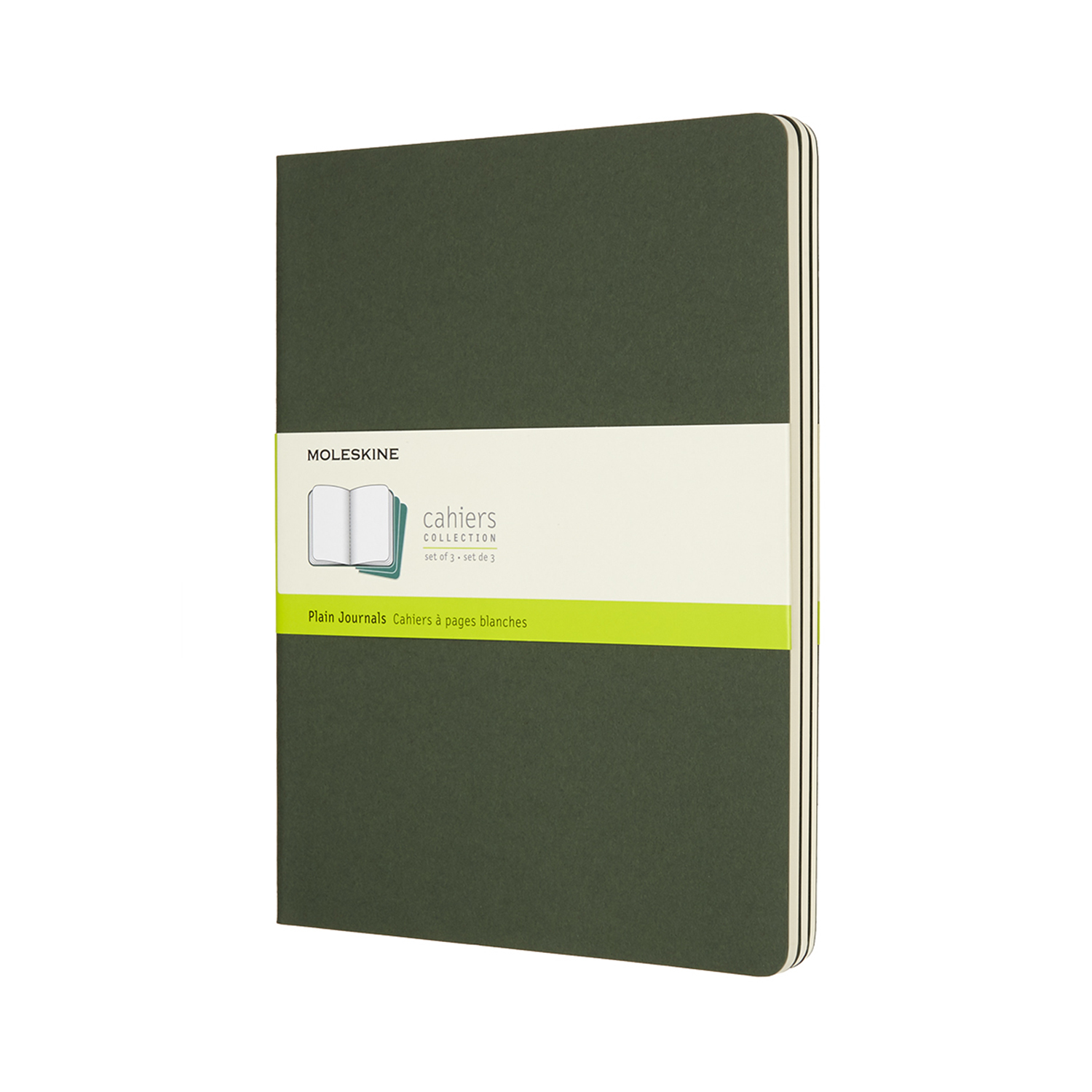 Moleskine Cahiers Journal, Extra Large, Plain, Set of 3- Myrtle Gree