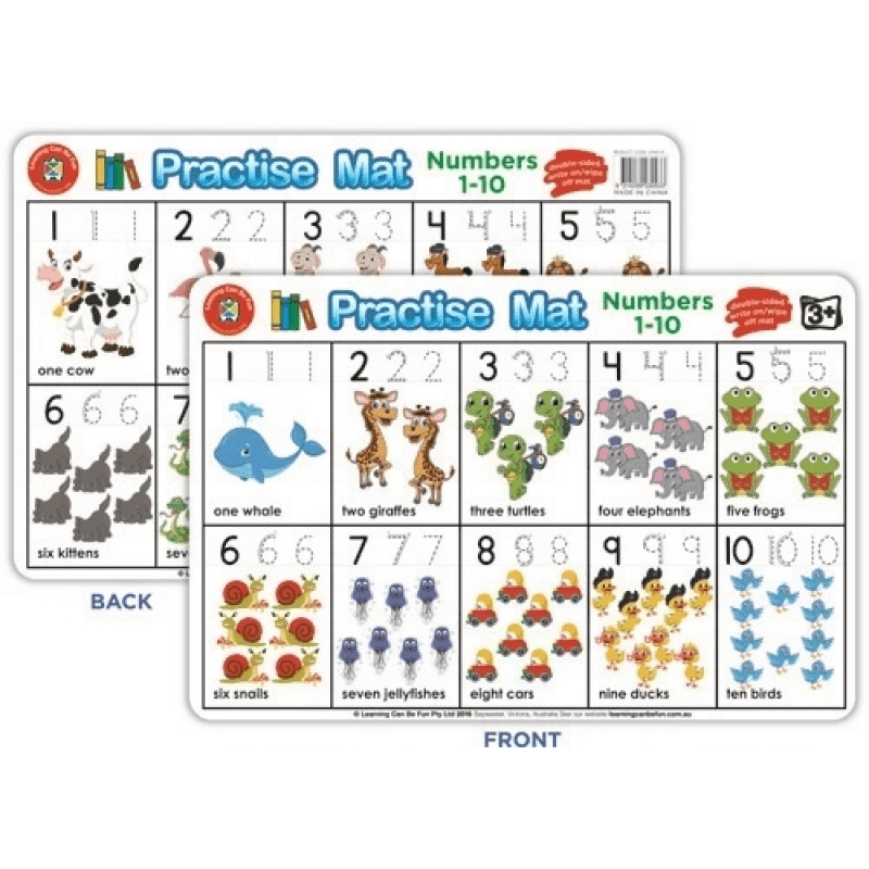 Learning Can Be Fun - Practise Mat - Numbers 1-10