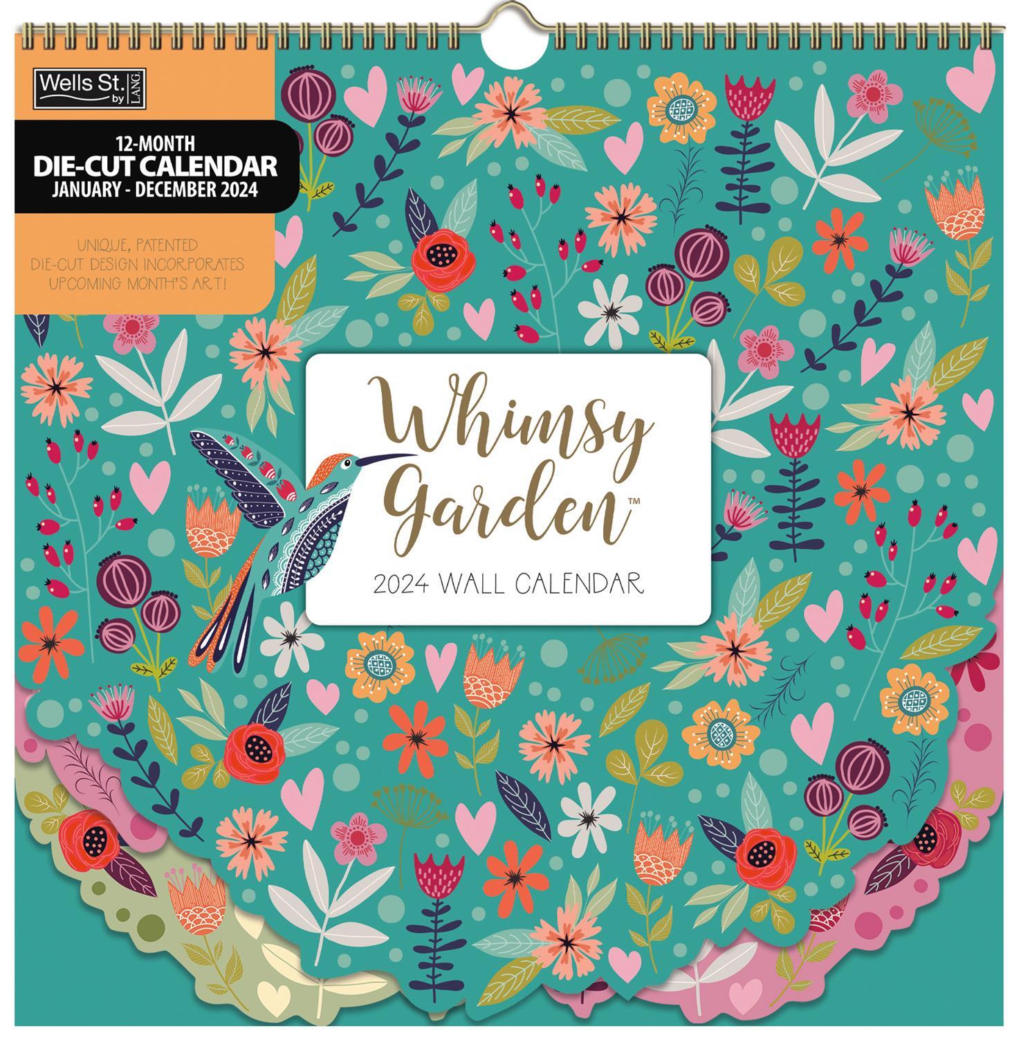 Whimsy Garden 2024 DieCut Wall Calendar by Wells St. by Lang