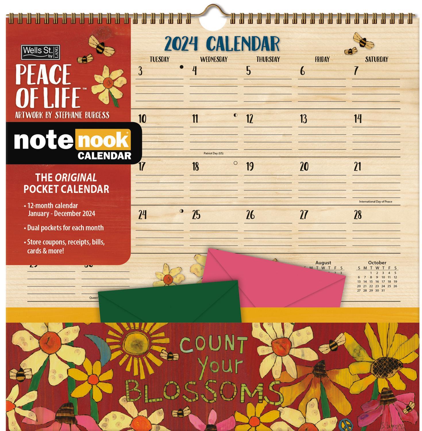 Peace of Life 2024 Note Nook Square Wall Calendar by Wells St. by Lang