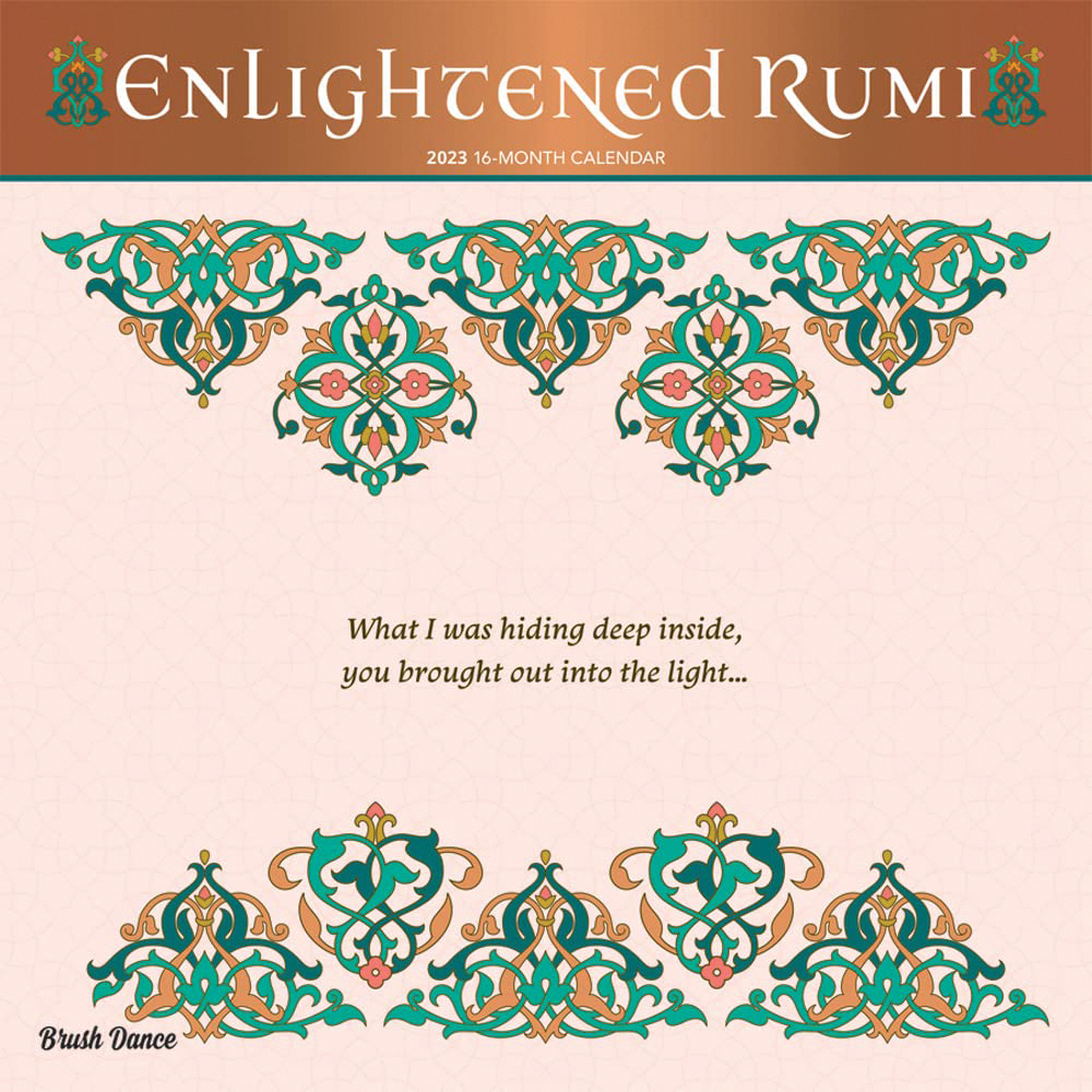 2023 Calendar Enlightened Rumi, Brush Dance 16Month Square Wall