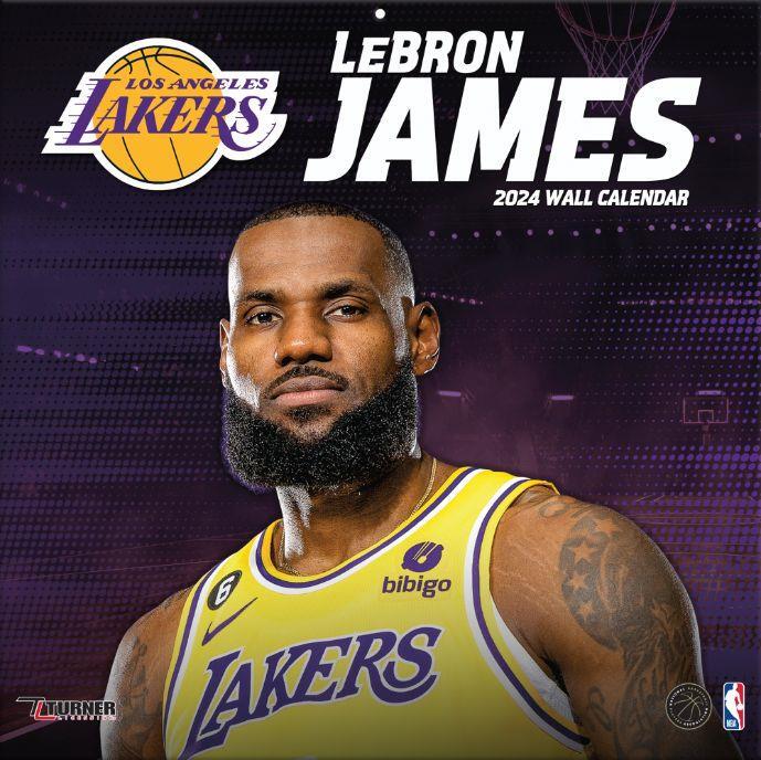 NBA Los Angeles Lakers Lebron James Player 2024 Square Wall Calendar by