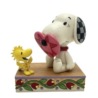 Peanuts by Jim Shore Figurine 12cm Snoopy With Nose Through Heart & Woodstock, Whitehill 6016259