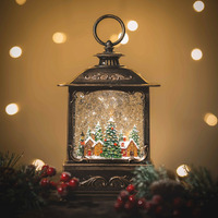 Christmas French Lantern Snowing Xmas Town 22cm Xmas Musical Lights Decor