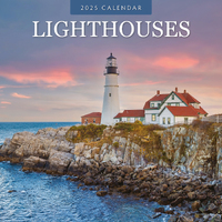 2025 Calendar Lighthouses 16-Month Square Wall Red Robin RR250224