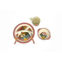 BambooZoo Dinner Set 5 Piece Eco-Friendly Kids Rabbit, Eleganter J015-2