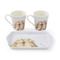 Royal Worcester Wrendale Designs Mug & Tray Set Owls 3-Piece, Whitehill X0011658893