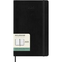 2025 Diary Moleskine Large Weekly Notebook Soft Cover Black M-DSB12WN3Y24