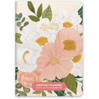 2025 17-Month Planner Bella Flora Pocket Monthly Orange Circle Studio 25369