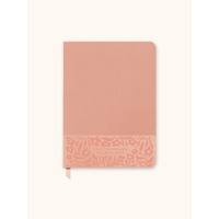 2025 17-Month Planner Dual-Textured Flowers on Rose Quartz Large Weekly/Monthly Orange Circle Studio 25401