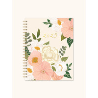 2025 17-Month Planner Spiral Bella Flora Extra Large Weekly/Monthly Orange Circle Studio 25425