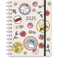 2025 17-Month Planner Deluxe Flexi Doodle Days Compact Weekly/Monthly Orange Circle Studio 25526