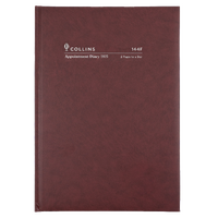 2025 Diary Collins Appointment A4 2 Pages to a Day Burgundy 15-mins EARLY ED. 144F.P78