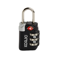 Korjo Combination Lock TSA Compliant Black Travel Accessories TSA71