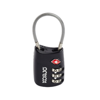 Korjo Combination Lock TSA Compliant Cable Black Travel Accessories TSAFC