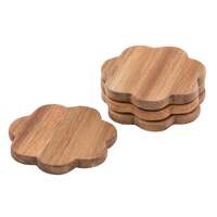 Chelsea Trivet 20cm Flower Acacia Wood Coasters Set of 4 64259