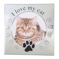 Photo Frame I Love My Cat 4x4 Silver Gifts for Cat Lovers Gibson Gifts 20157