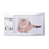 Photo Frame I Love My Cat 6x4 Shiny Silver Gifts for Cat Lovers Gibson Gifts 20165