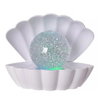 Glitter Lamp Pearl Shell 15cm White Colour Changing LED Mood Light Gibson Gifts 20958