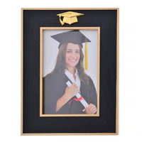 Photo Frame Graduation 5x7 Black with Gold Graduation Cap Gibson Gifts 21095