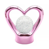 Glitter Lamp Heart 18cm Metallic Pink Colour Changing LED Mood Light Gibson Gifts 26175