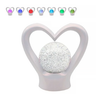 Glitter Lamp Heart 18cm Pearl White Colour Changing LED Mood Light Gibson Gifts 26175