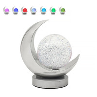 Glitter Lamp Moon 18cm Silver Chrome Colour Changing LED Mood Light Gibson Gifts 26177