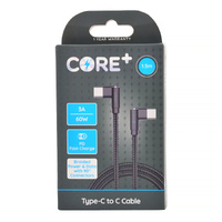 Core Plus Braided Cable 1.5m Type-C 90 Degrees, Gibson Gifts 26258