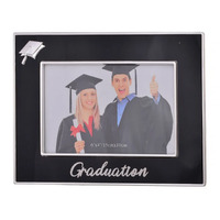 Photo Frame Graduation 6x4 Black with Silver Graduation Cap Gibson Gifts 26315