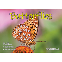 2025 Calendar Big Print Butterflies Wall Bartel BP516