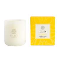 Tilley Triple Scented Soy Candle Classic White 375g Suede Tobacco & Amber FG0735