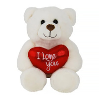 Elka Plush Bear with Heart 20cm Stirling I Love You Cream 30871-20C