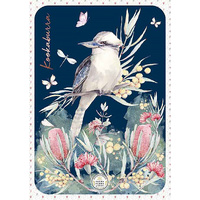 Old Tupton Ware Fauna Flora of Australia Tea Towel 50x70cm Navy Kookaburra, Landmark OT327