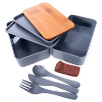 isGift Lunch Box 6-in-1 Wheat Straw Bento with Cutlery, isAlbi IFE3549