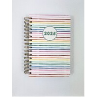 2025 Diary Fashion A5 Day to Page Spiral Stripes, OzCorp D818