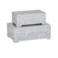 Gigi Inlay Boxes Set of 2 White, Home Decor, Coast to Coast Home FU4054