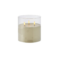 Rogue LED Pillar Triflame Candle 15x15cm Glass 45.2139.00